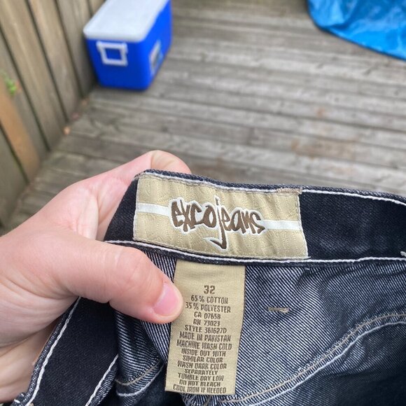 Vintage 90s Y2K EXCO Bulldog Embroidered Jeans Size 32 - Picture 7 of 10